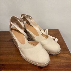 Castaner Cream Espadrilles with Jute Sole and Ankle Strap